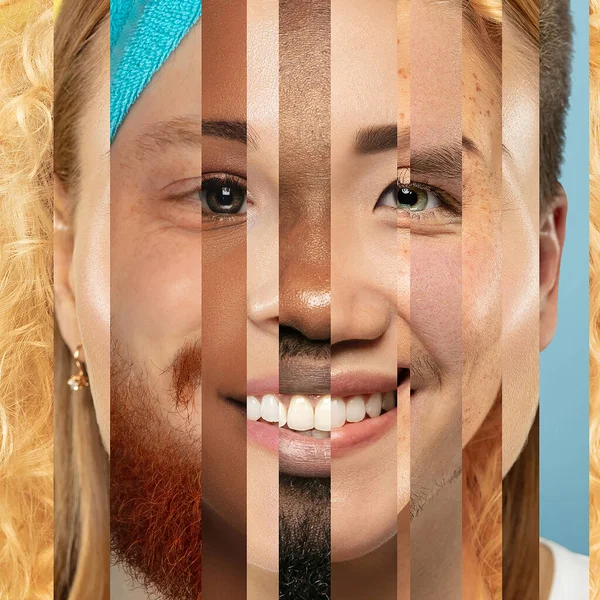 Людське Обличчя Зроблене Портрета Різних Людей Чоловіків Жінок Різної Раси — стокове фото
