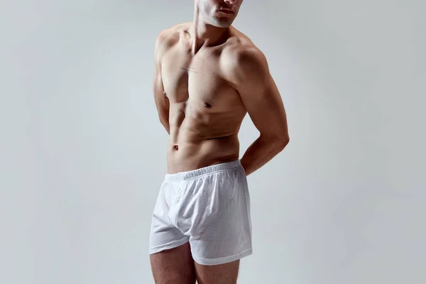 Ausgeschnittenes Bild Eines Schönen Muskulösen Fitten Starken Männlichen Körpers Vor — Stockfoto