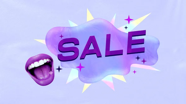 Большой Сезон Продаж Шоппинг Фиолетовый Дизайн Рекламы Коллаж Современного Искусства — стоковое фото