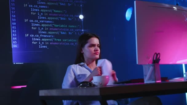 Dificultades Desafíos Mujer Joven Programador Software Desarrollador Aplicaciones Que Tienen — Vídeos de Stock