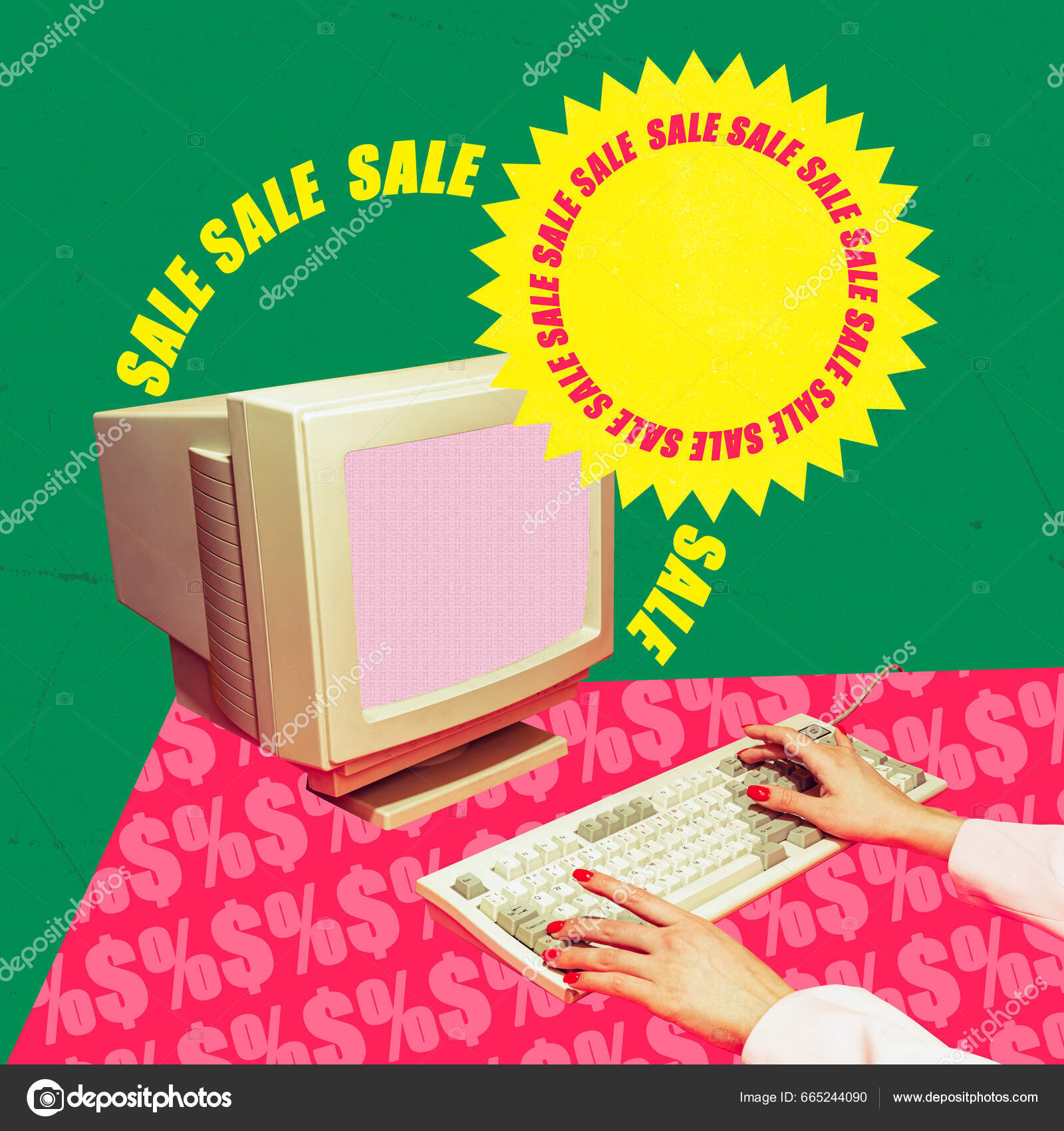 Contemporary Art Collage Online Shopping Design Retro Style - Main Image