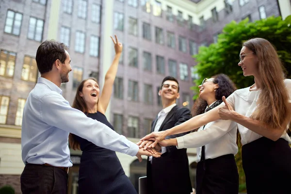 Successful Teamwork Connection Business People Holding Hands Together Good Well — Stock Photo, Image