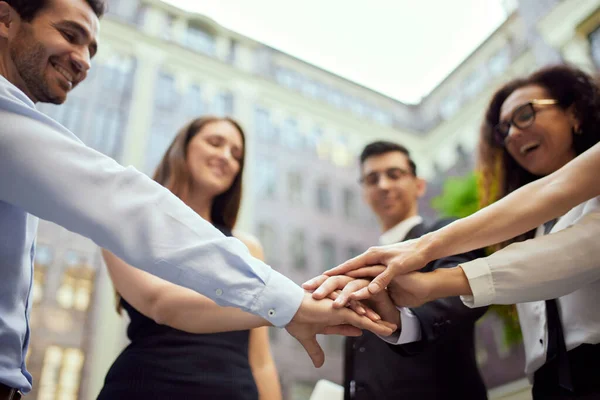 Successful Teamwork Connection Business People Holding Hands Together Good Well — Stock Photo, Image