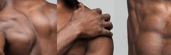 Nahaufnahme Eines Muskulösen Kräftigen Dunkelfarbigen Männlichen Körpers Männlichkeit Männliche Schönheit — Stockfoto