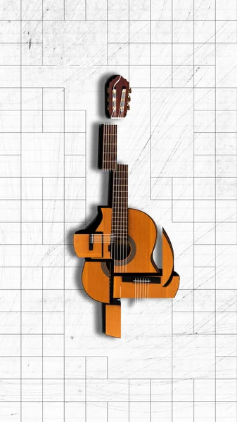 Design Criativo Com Guitarra Estilo Confuso Contra Fundo Branco Criar — Fotografia de Stock