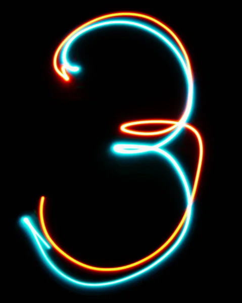 Number Alphabet Made Neon Sign Blue Red Light Image Long — Stock Photo, Image