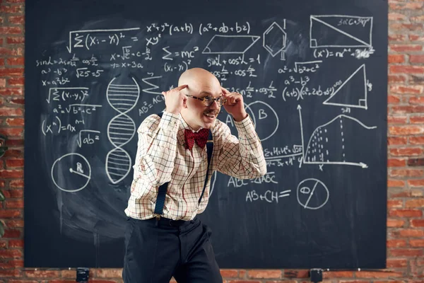 Eureca Excited Emotional Scientist Teacher Expressing Feeling Finding Out Solution — Stock Photo, Image
