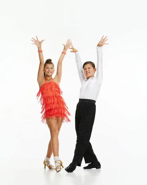 Niños Talentosos Hermosos Artísticos Niños Niñas Trajes Escenario Bailando Danza —  Fotos de Stock