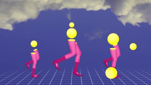 Stop Beweging Animatie Creatief Ontwerp Vrouwelijke Monochrome Kleur Benen Hakken — Stockvideo