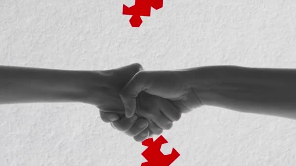 Stop Beweging Animatie Menselijke Handen Schudden Symbool Voor Beroep Teamwork — Stockvideo