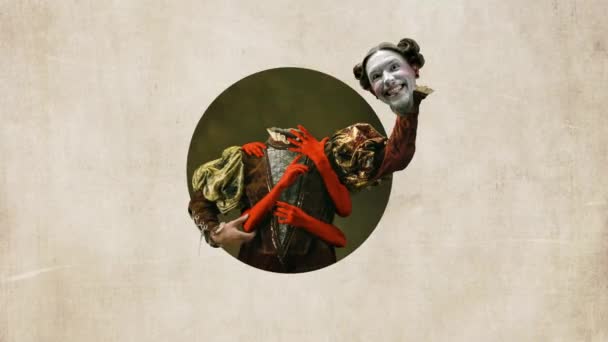 Зупинити Рух Анімацію Моторошний Портрет Безголовий Королівської Людини Вінтажному Костюмі — стокове відео