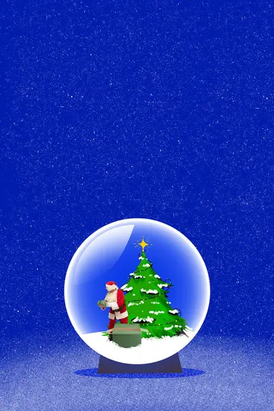 Kerstman Legt Cadeaus Onder Kerstboom Sneeuwbal Ontwerp Cadeaus Vreugde Hedendaagse — Stockfoto
