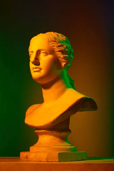 Escultura Grega Cópia Gesso Busto Estátua Antiga Contra Fundo Estúdio — Fotografia de Stock