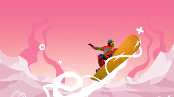 Stop Motion Animation Création Artistique Sportif Professionnel Snowboardeur Vêtements Sport — Video