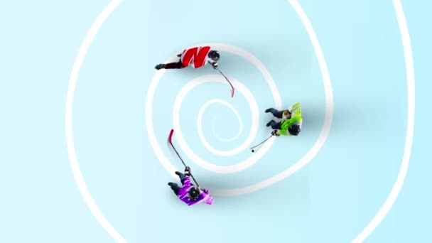 Téli Sportok Szabadidős Tevékenység Emberek Hokijátékosok Egyenruhában Elszigetelve Könnyű Háttér — Stock videók