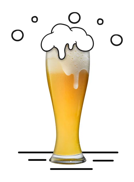 Glas Mit Schäumend Kühlem Bier Auf Weißem Hintergrund Traditioneller Geschmack — Stockfoto