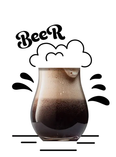 Bebida Orgánica Deliciosa Vidrio Con Cerveza Refrescante Fresca Oscura Sobre — Foto de Stock