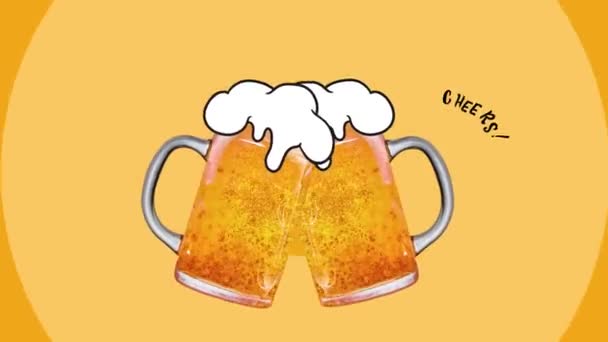 Caneca Vidro Com Cerveja Fresca Espumosa Lager Isolada Fundo Branco — Vídeo de Stock