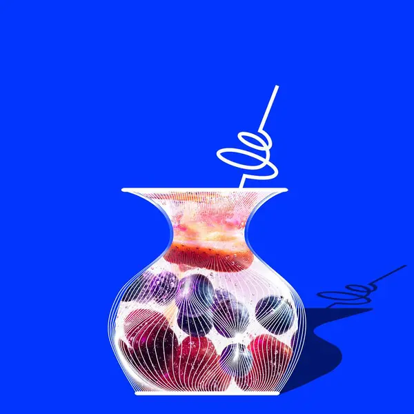 Berry Limun Berry Yang Berbeda Ditempatkan Dalam Kaca Dengan Air — Stok Foto