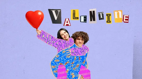 Affiche Promotionnelle Pour Événement Une Fête Thème Valentines Jeune Couple — Photo