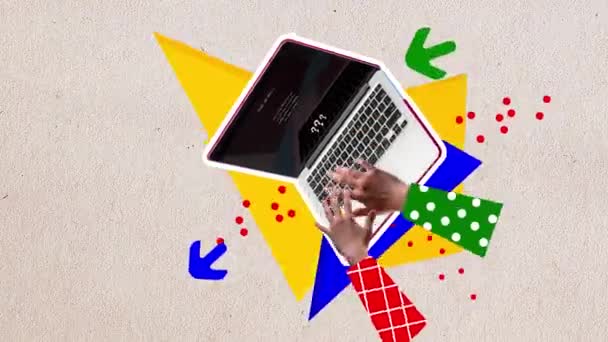 Ludzkie Ręce Pracujące Laptopie Szybko Piszące Zatrzymaj Ruch Animacja Pracownicy — Wideo stockowe