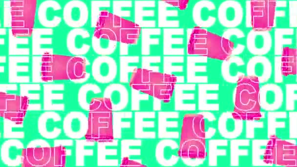 Karton Kahve Fincanları Paket Kahve Paket Servis Hareket Etmeyi Animasyonu — Stok video