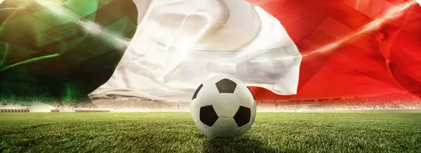Förderung Internationaler Fußballveranstaltungen Fußball Auf Dem Rasenplatz Stadion Mit Nationalcharakter — Stockfoto