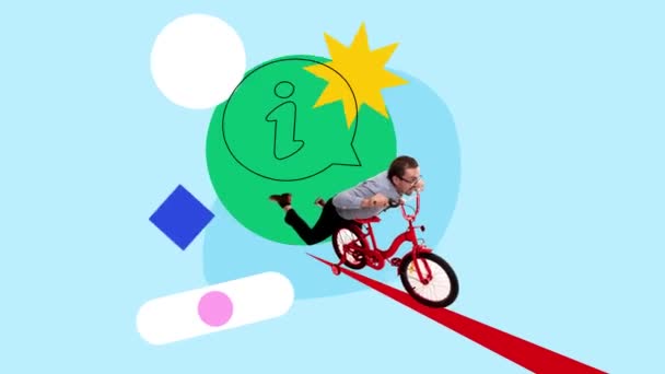 Homem Emocional Programador Andar Bicicleta Gerando Ideias Criativas Para Desenvolvimento — Vídeo de Stock