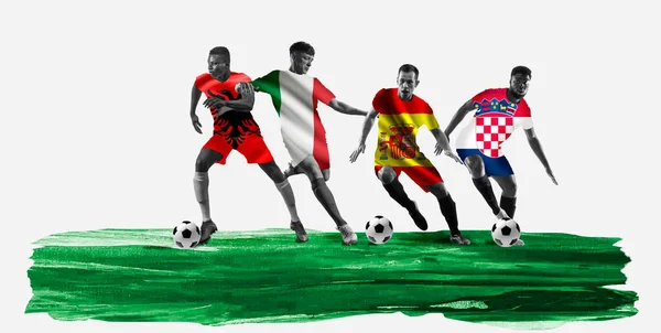Fußballer Trikots Mit Einer Fahne Die Die Mannschaften Albaniens Italiens — Stockfoto