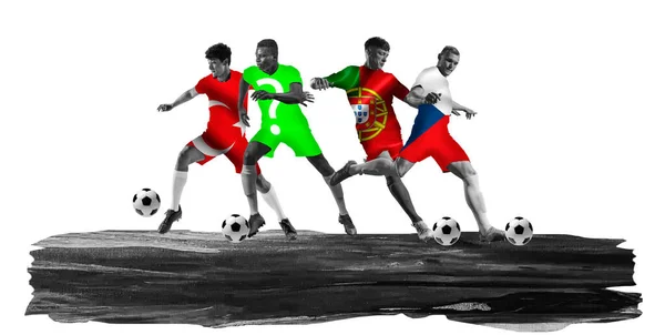 Юноши Футболисты Движении Время Игры Представляющие Сборную Турции Португалии Чехии — стоковое фото