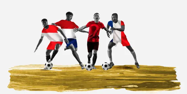 Zawodnicy Piłkarze Ruchu Reprezentujący Zespół Austrii Holandii Francji Zwycięzca Playoffa — Zdjęcie stockowe