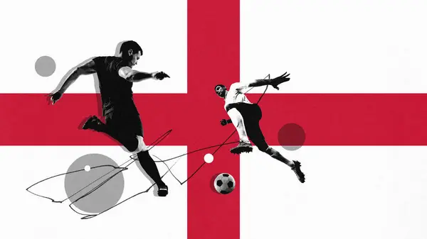 Tineri Jucători Fotbal Mișcare Jucând Reprezentând Echipa Angliei Conceptul Campionat — Fotografie, imagine de stoc