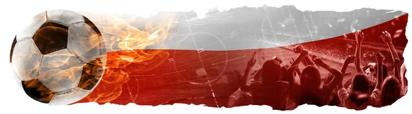 Fãs Esporte Participando Jogo Animando Equipe Polônia Combinação Bola Futebol — Fotografia de Stock