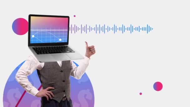 Businessman Laptop Head Listening Voice Message Online Meeting Colleagues Stop — Stock Video