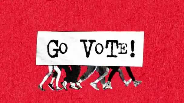 Piernas Humanas Caminando Votando Ciudadanos Responsables Eligiendo Candidato Alto Movimiento — Vídeo de stock