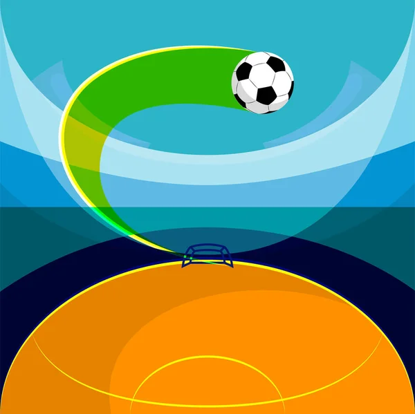 Soccer Ball Motion Flying Field Goal Dynamics Action Promotional Image — Stock Vector