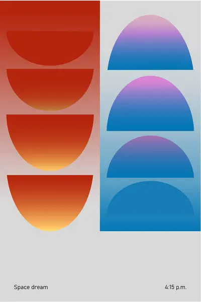 Farbverlauf Farbenfrohe Abstrakte Geometrische Formen Halbkreise Warmen Und Kühlen Tönen — Stockvektor