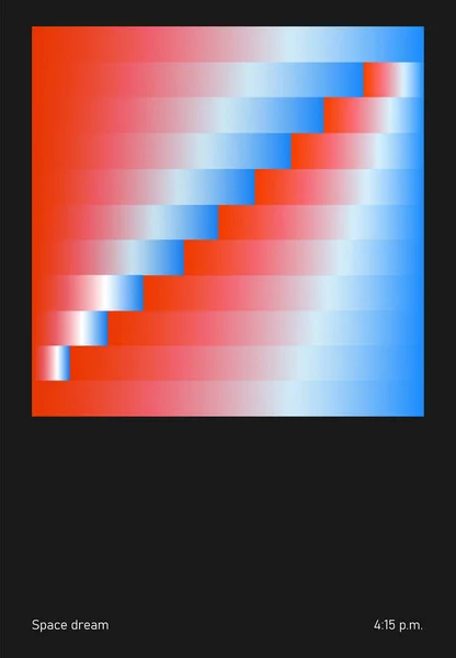 Абстрактная Цифровая Лестница Красными Синими Полосами Черном Фоне Современная Эстетика — стоковый вектор