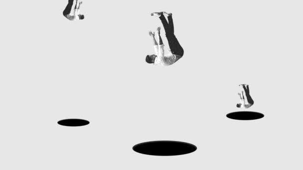 現実に失われたことを象徴するブラックホールに落ちる男 不確実性と不安定な立場 精神衛生 うつ病 悲しみ セラピー 感情の概念 アニメーションを停止する — ストック動画