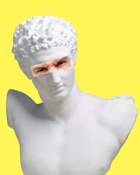 Antike Statue Büste Mit Männlichen Wütenden Augen Foto Element Auf Stockbild