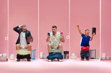 Tuvaletteki üç hayran, tabletli sürpriz iş adamı, Hawaii gömlekli içki ve telefon sahibi adam ve tezahürat yapan çocuk, hepsi oyunun heyecanına dalmış. Spor anlayışı, oyun, maç. Kolaj