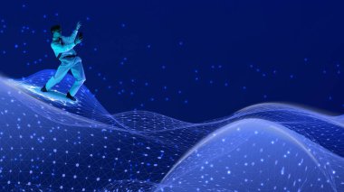 Dinamik mavi ızgarada sörf yapan, akıllı telefonu kontrol eden, dijital çevikliği gösteren, programlama güdümlü adaptasyon, yüksek teknoloji işi, yenilik ve küresel fırsatları birbirine bağlayan ağ potansiyeli