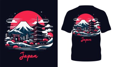 Japon tarzı popüler tipografi tişörtü tasarımı