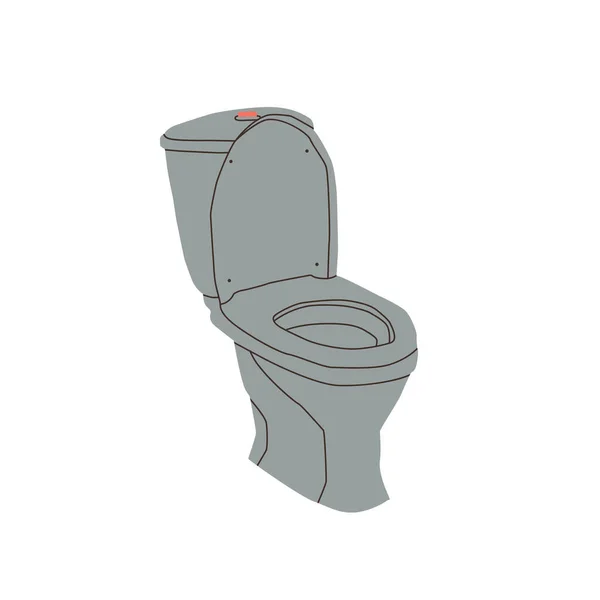 Toilette Grise Classique Avec Citerne Illustration Vectorielle Isolée Sur Fond — Image vectorielle