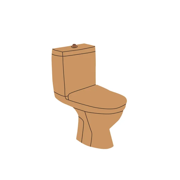 Classic Beige Toilet Mangkuk Dengan Tangki Flush Ilustrasi Vektor Diisolasi - Stok Vektor
