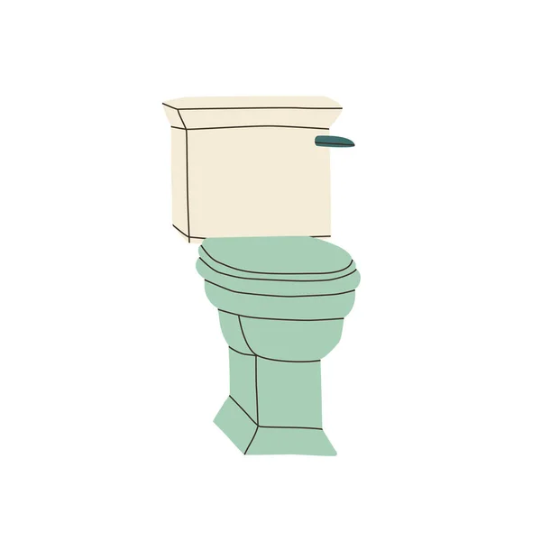Grön Toalett Med Vit Cistern Vektor Illustration Isolerad Vit Bakgrund — Stock vektor
