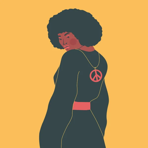 Mode Und Stil Der 70Er Jahre Schöne Junge Afro Frau — Stockvektor