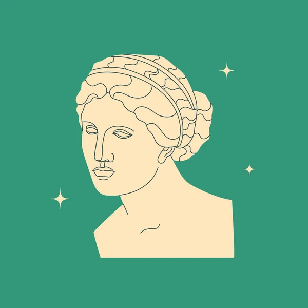 Busto Una Antigua Mujer Griega Diosa Escultura Antigua Estilo Moderno — Vector de stock