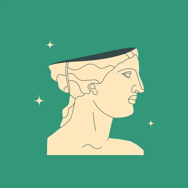 Fragment Ancient Greek Woman Goddess Antique Sculpture Modern Style Vector — Stock Vector