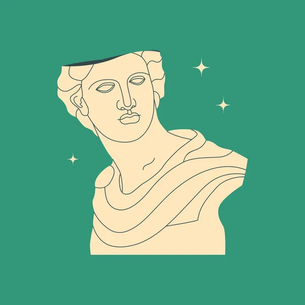 Busto Escultura Grega Antiga Homem Deusa Herói Escultura Antiga Estilo —  Vetores de Stock